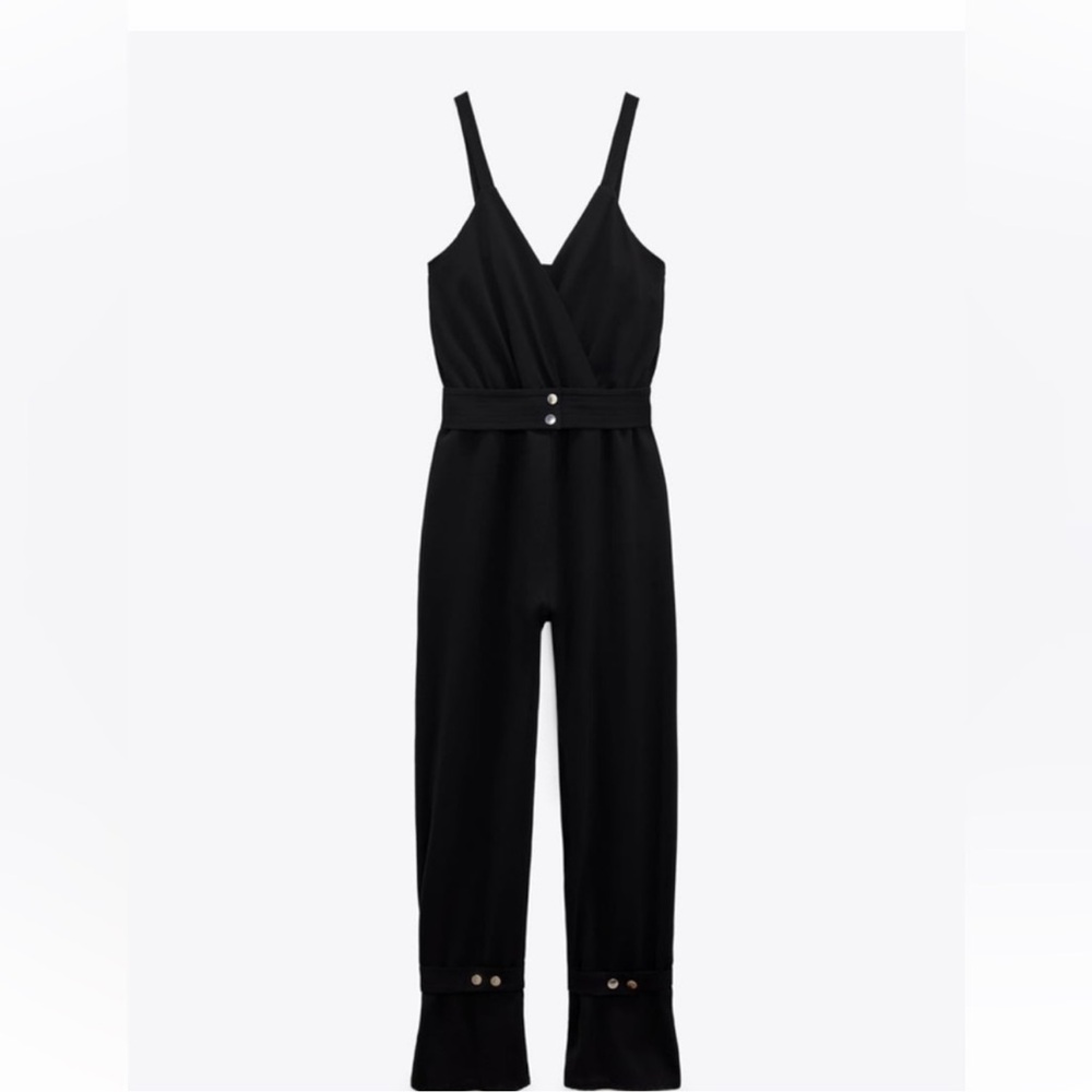 Zara cuffed ankle jumpsuit. Size medium. Black. EUC. - Picture 4 of 9